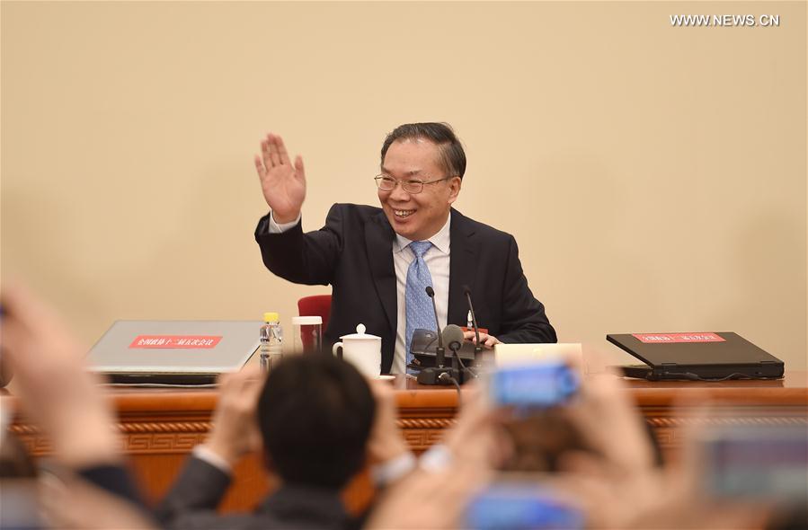 Wang Guoqing, spokesperson for the fifth session of the 12th Chinese People's Political Consultative Conference (CPPCC) National Committee, attends a press conference at the Great Hall of the People in Beijing, capital of China, March 2, 2017. [Photo: Xinhua/Xue Yubin]