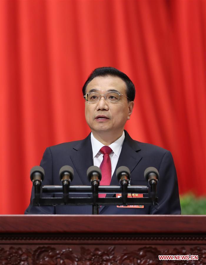 Chinese Premier Li Keqiang delivers a government work report during the opening meeting of the fifth session of China's 12th National People's Congress (NPC) in Beijing, capital of China, March 5, 2017. [Photo: Xinhua]