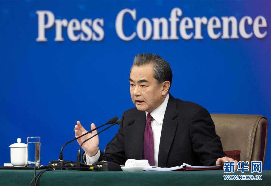 Chinese Foreign Minister Wang Yi gives a press conference for the fifth session of China’s 12th National People’s Congress (NPC) in Beijing, capital of China, March 8, 2017. [Photo: Xinhua]