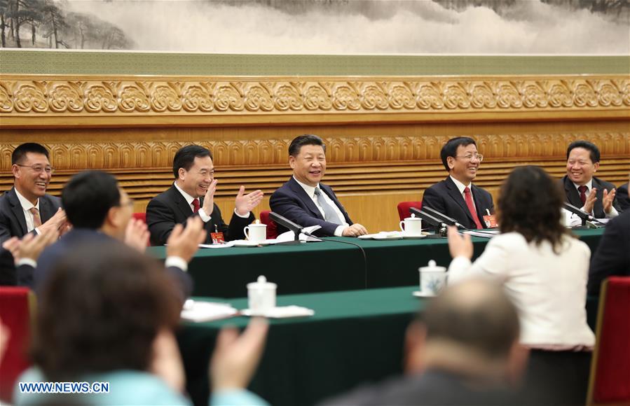 Chinese President Xi Jinping joins a panel discussion with deputies to the 12th National People's Congress (NPC) from Liaoning Province at the annual session of the NPC in Beijing, capital of China, March 7, 2017. [Photo: Xinhua]