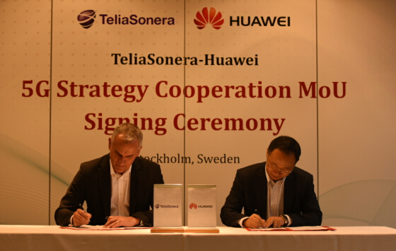 China's telecommunications equipment and services company Huawei signs 5G strategy cooperation MoU with TeliaSonera, the dominant telephone company and mobile network operator in Sweden and Finland. [File photo: cnii.com.cn]