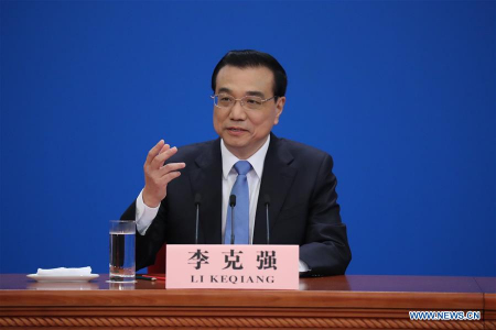 Chinese Premier Li Keqiang gives a press conference at the Great Hall of the People in Beijing, capital of China, March 15, 2017. [Photo: Xinhua/Xing Guangli]