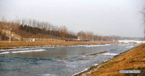 A man-made watercourse at Tuancheng Lake in Beijing as first flow from the South-to-North Water Diversion Project reaches China's capital. [Photo: Cui Meng/GT]