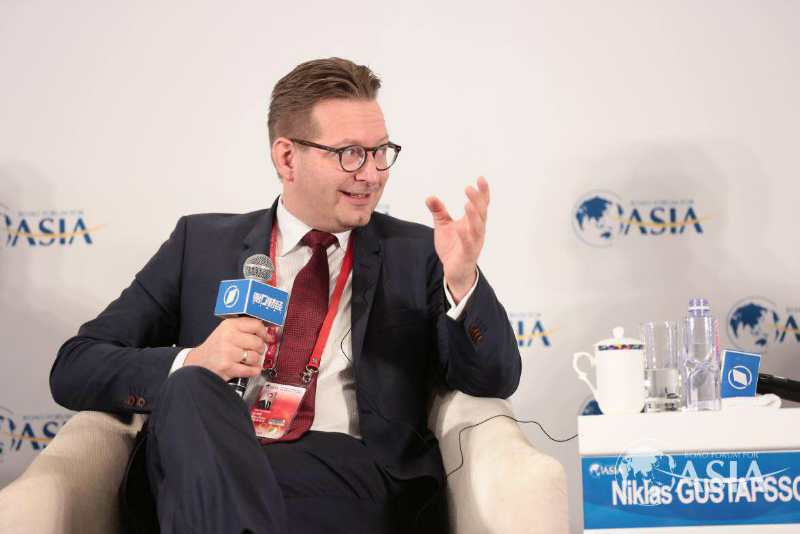 Niklas Gustavsson speaks during a meeting of the 2017 Boao Forum for Asia in Hainan province on March 24, 2017. [Photo: boaoforum.org]