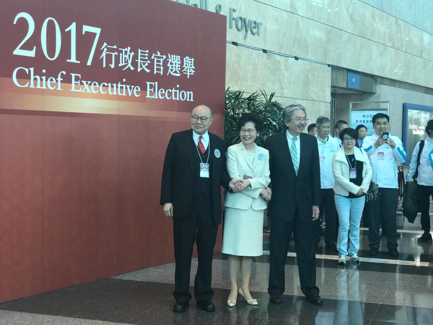 Three qualified candidates running for the top position in Hong Kong.[Photo: CCTV] 
