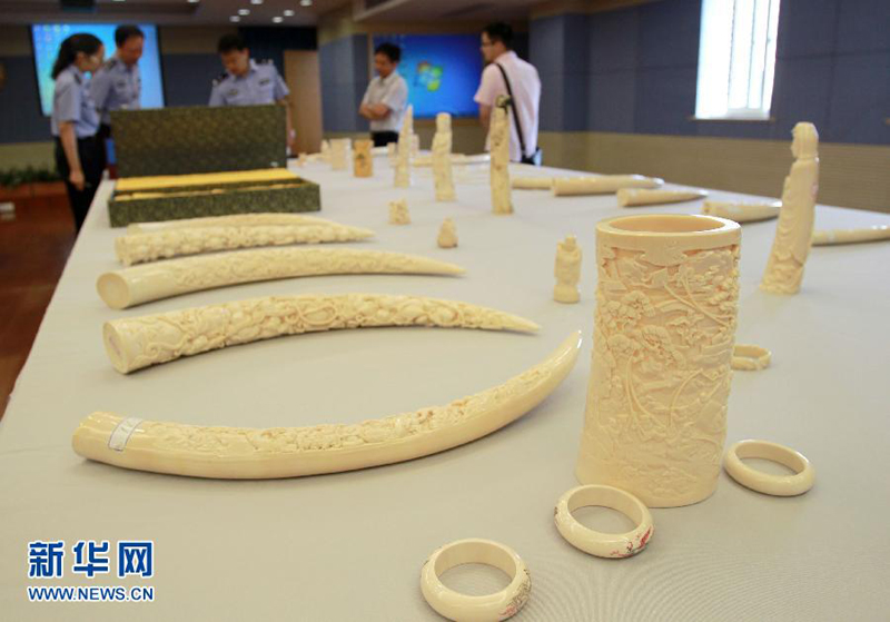 Ivory products seized by Shanghai police in China. [Photo: Xinhua]