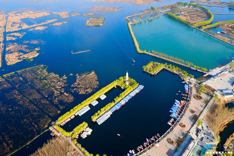 An aerial photo shows Baiyang Lake in Anxin county, Hebei Province. [Photo: Xinhua]