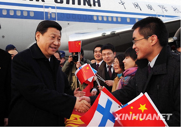 Xi Jinping, then Chinese Vice President, arrives in Finland on March 25, 2010. [File photo: Xinhua]