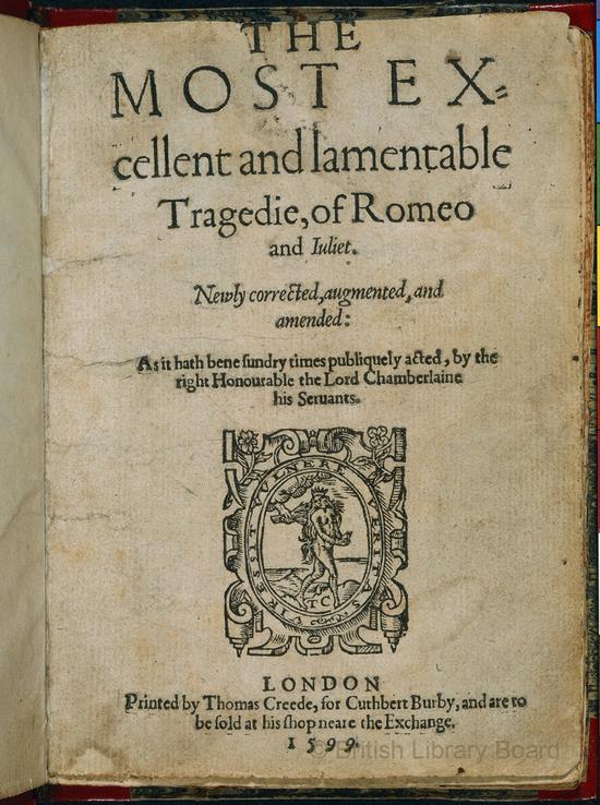 Shakespeare's 'Romeo and Juliet'[Photo provided by British Library Board]