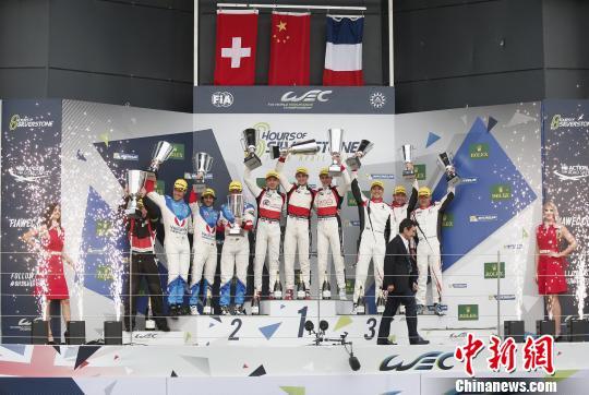 The Chinese team celebrate their first ever FIA WEC victory on Tuesday, April 18, 2017. [Photo provided by the Chinese team]