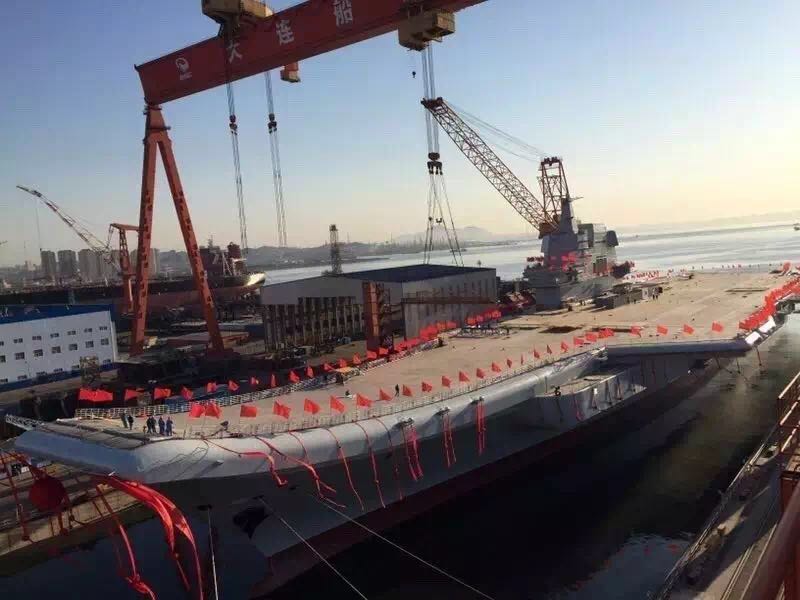 Launch ceremony of China's first home-built aircraft carrier 001A in Dalian, Liaoning Province on Apr. 26, 2017. [Photo: CCTV]
