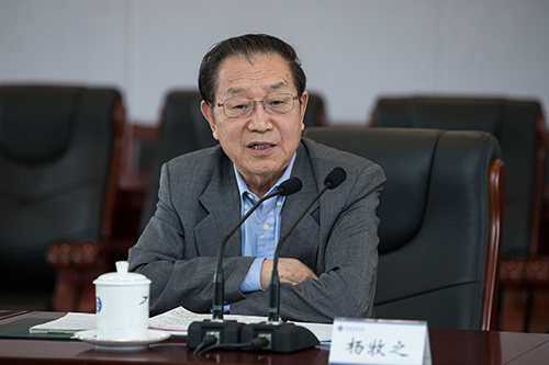 Yang Muzhi, executive editor-in-chief of the Chinese Encyclopaedia project, speaks at the headquarters of the Chinese Academy of Sciences (CAS) in Beijing, April 11, 2017. [Photo: gov.cn]