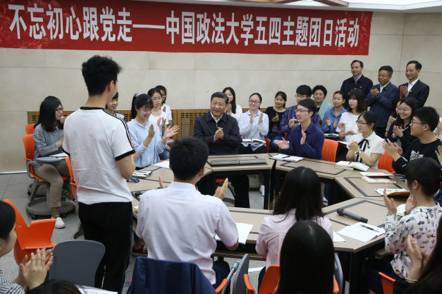 President Xi Jinping speaks at the China University of Political Science and Law ahead of Youth Day, which falls on May 4. [Photo: Xinhua]