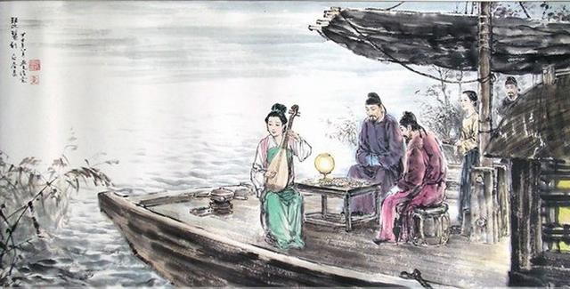 Traditional Chinese painting based on the scene depicted in Bai Juyi's poem "Song of a Pipa Player". [Photo: Tencent]