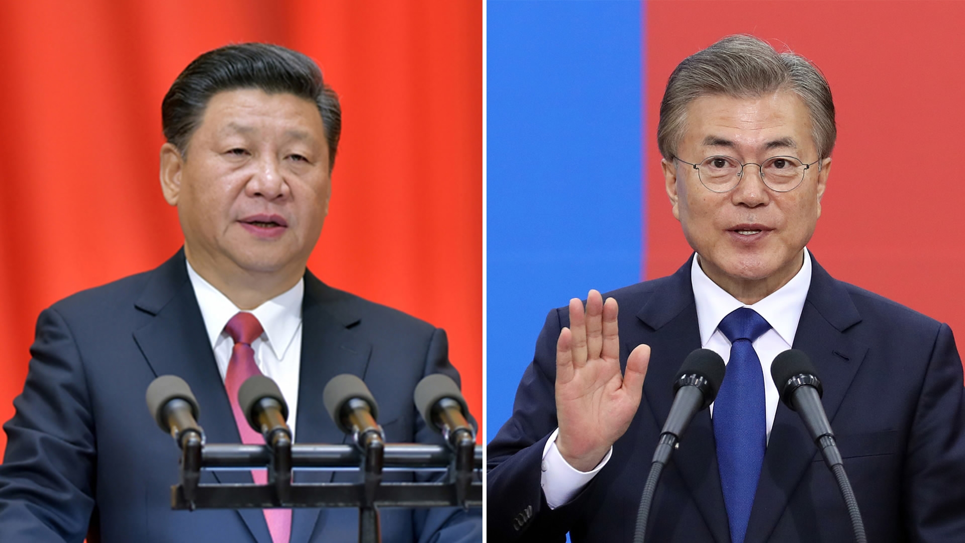 Chinese President Xi Jinping (L) and South Korea's newly-elected President Moon Jae-in (R).[Photo: CGTN]