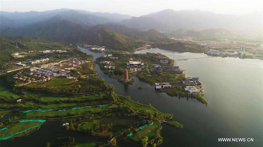 Aerial photo taken on May 6, 2017 shows the scenery of Yanqi Lake resort, the host place of the Belt and Road Forum for International Cooperation on May 14-15, in Beijing, capital of China. [Photo: Xinhua]