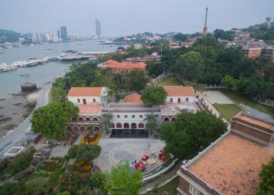 An aerial view of the new branch of the Palace Museum on Gulangyu Island in Xiamen, southeast China's Fujian province. [File Photo: 163.com]