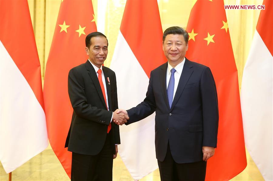 Chinese President Xi Jinping (R) meets with Indonesian President Joko Widodo, who is here for the Belt and Road Forum (BRF) for International Cooperation, at the Great Hall of the People in Beijing, capital of China, May 14, 2017. [Photo: Xinhua]