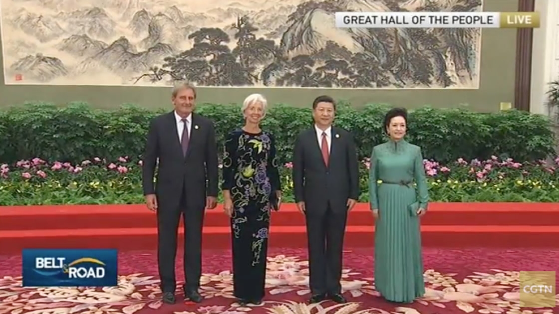 Chinese President Xi Jinping welcomed delegates of the Belt and Road Forum for International Cooperation at the Great Hall of the People in Beijing on Sunday evening for a banquet.[Photo: CGTN]