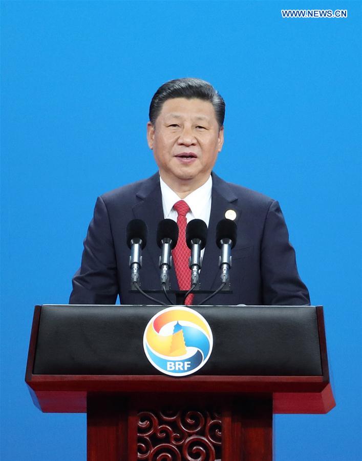 Chinese President Xi Jinping delivers a keynote speech at the opening ceremony of the Belt and Road Forum (BRF) for International Cooperation in Beijing, capital of China, May 14, 2017.[Photo: Xinhua]