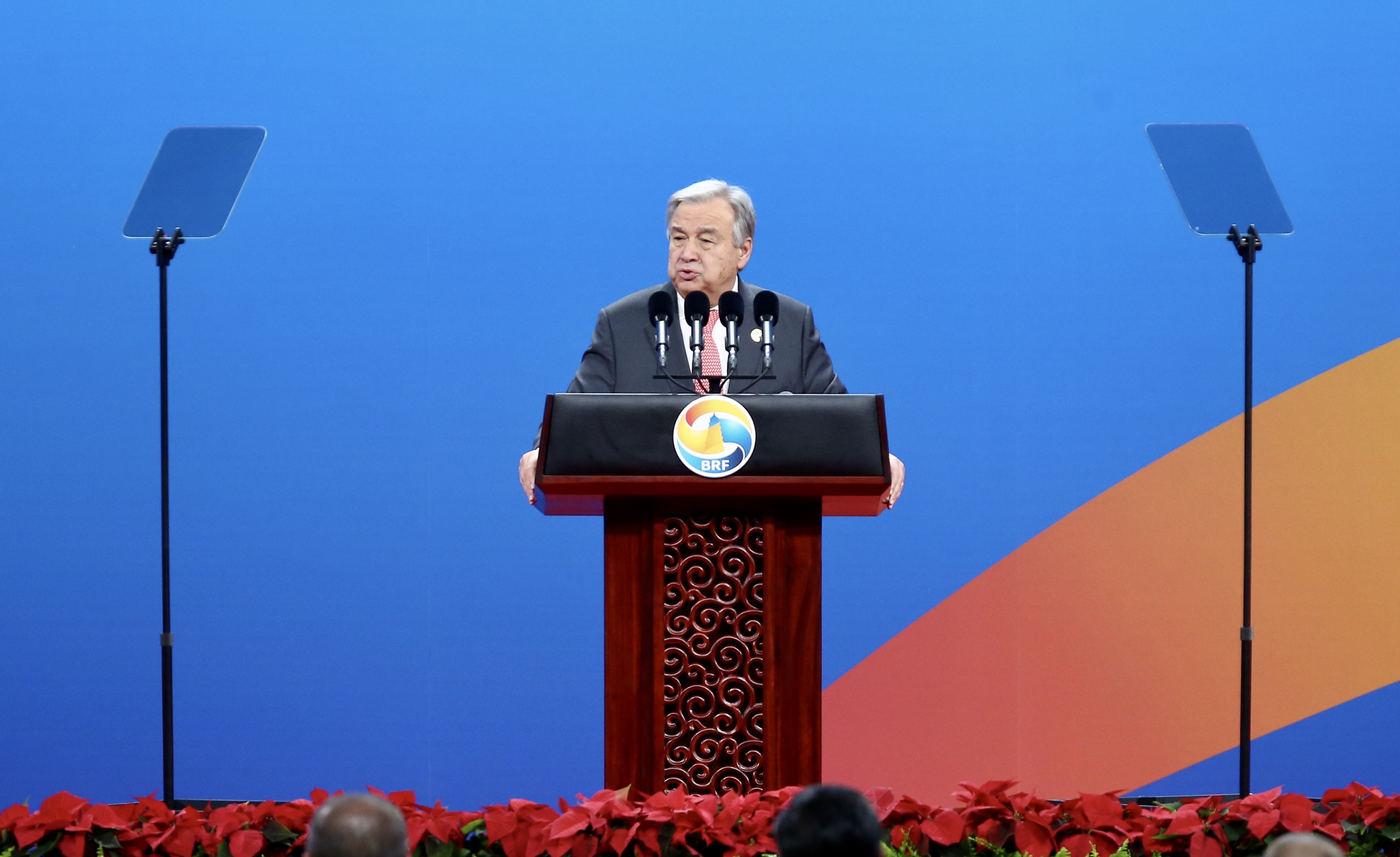 UN Secretary-General Antonio Guterres speaks at the opening ceremony of the Belt and Road Forum for International Cooperation held in Beijing on Sunday, May 14, 2017. [Photo: China Plus/ Li Jin]