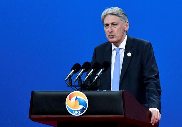Philip Hammond speaks at the “Belt and Road” Forum for International Cooperation in Beijing, on May 14, 2017. [Photo: thepaper.cn]