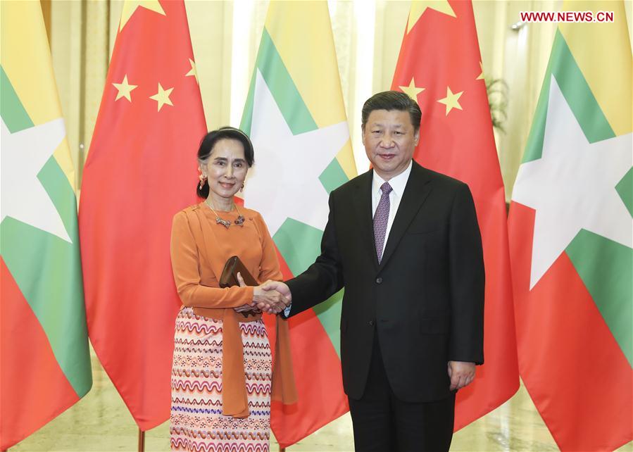 Chinese President Xi Jinping meets with Myanmar State Counselor Aung San Suu Kyi after the two-day Belt and Road Forum for International Cooperation in Beijing, capital of China, May 16, 2017. [Photo: Xinhua]
