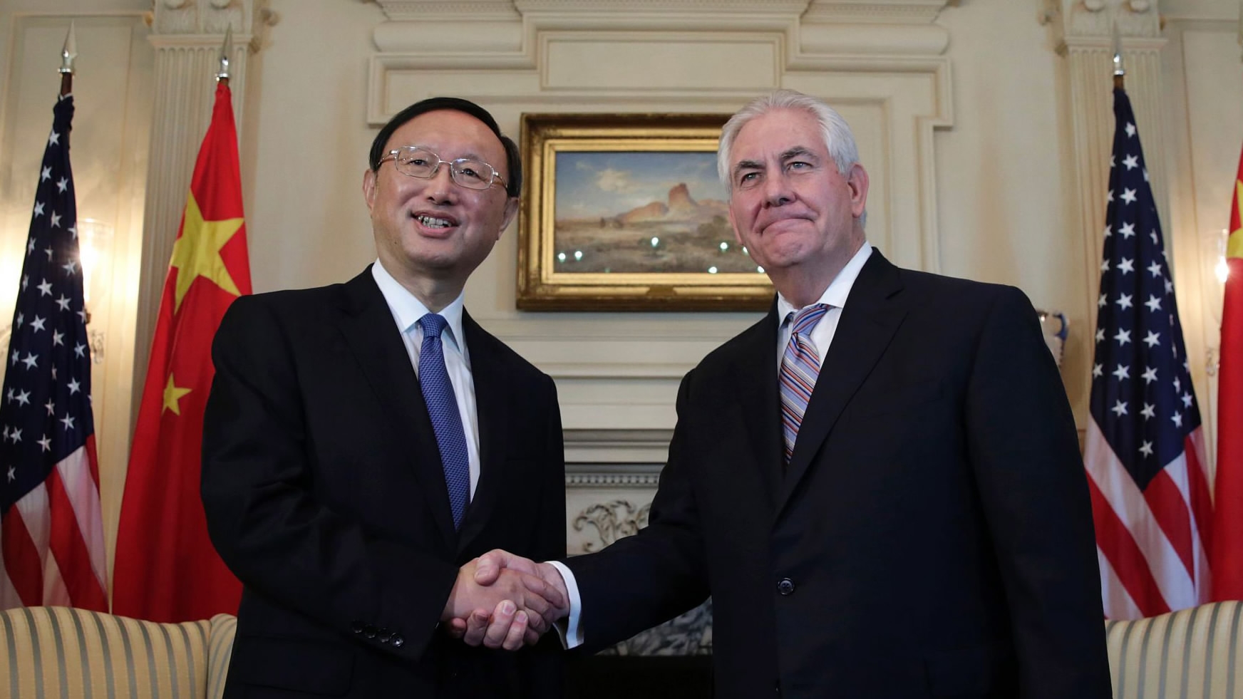 Chinese State Councilor Yang Jiechi and US Secretary of State Rex Tillerson [File Photo: Agencies]