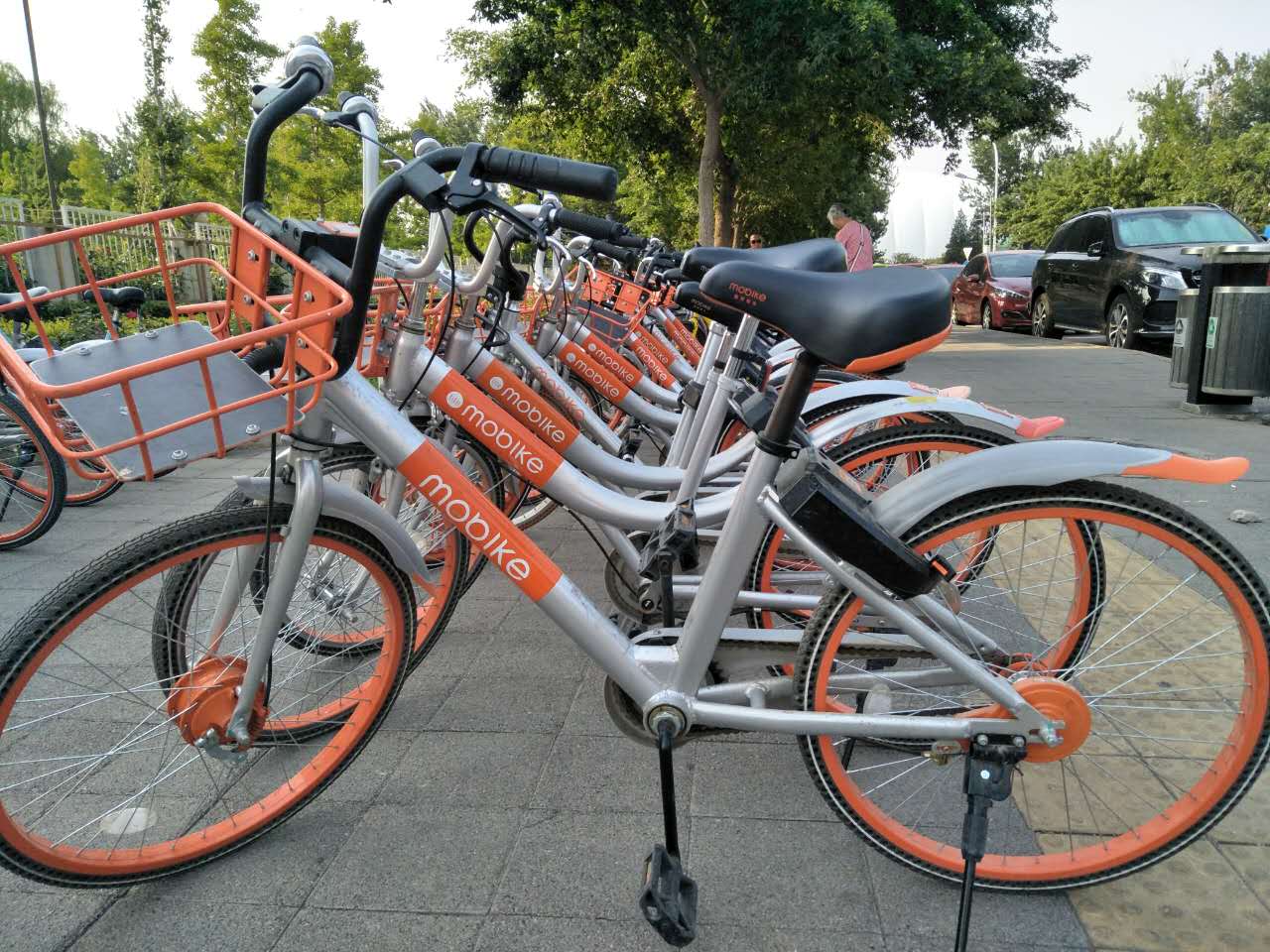 Mobikes parked on a street in Beijing. [Photo: China Plus]