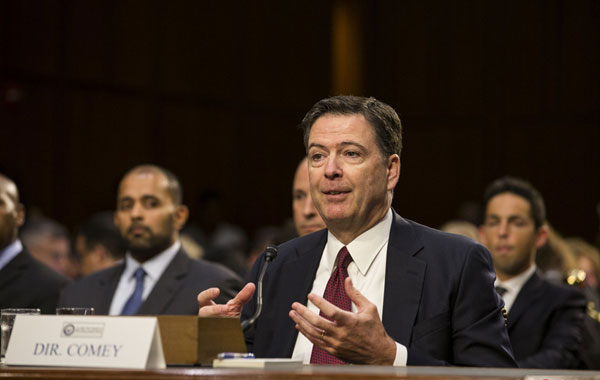 Former FBI Director James Comey offers testimony to the Senate Intelligence Committee about his conversations with U.S. President Donald Trump concerning Trump's ties to Russia on Capitol Hill in Washington, D.C. on June 8th, 2017. [Photo: Imagine China]
