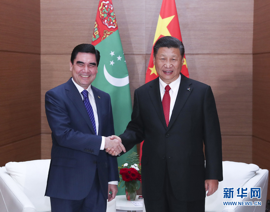 Chinese President Xi Jinping meets with his Turkmenian counterpart Gurbanguly Berdimuhamedow in Astana, Kazakhstan, June 9, 2017. [Photo: Xinhua]