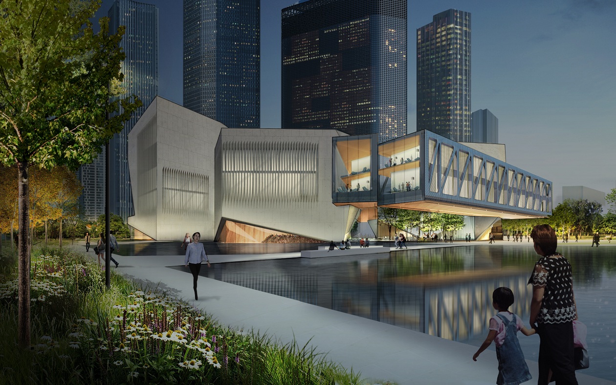 View from the Northwest Reflecting Pool. Image courtesy of Diller Scofidio + Renfro