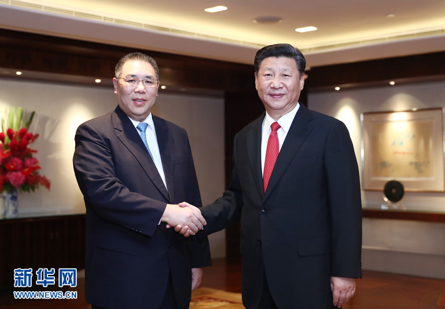 President Xi Jinping meets with Chui Sai On, chief executive of the Macao Special Administrative Region (SAR), in Hong Kong on Friday, June 30, 2017. [Photo: Xinhua]