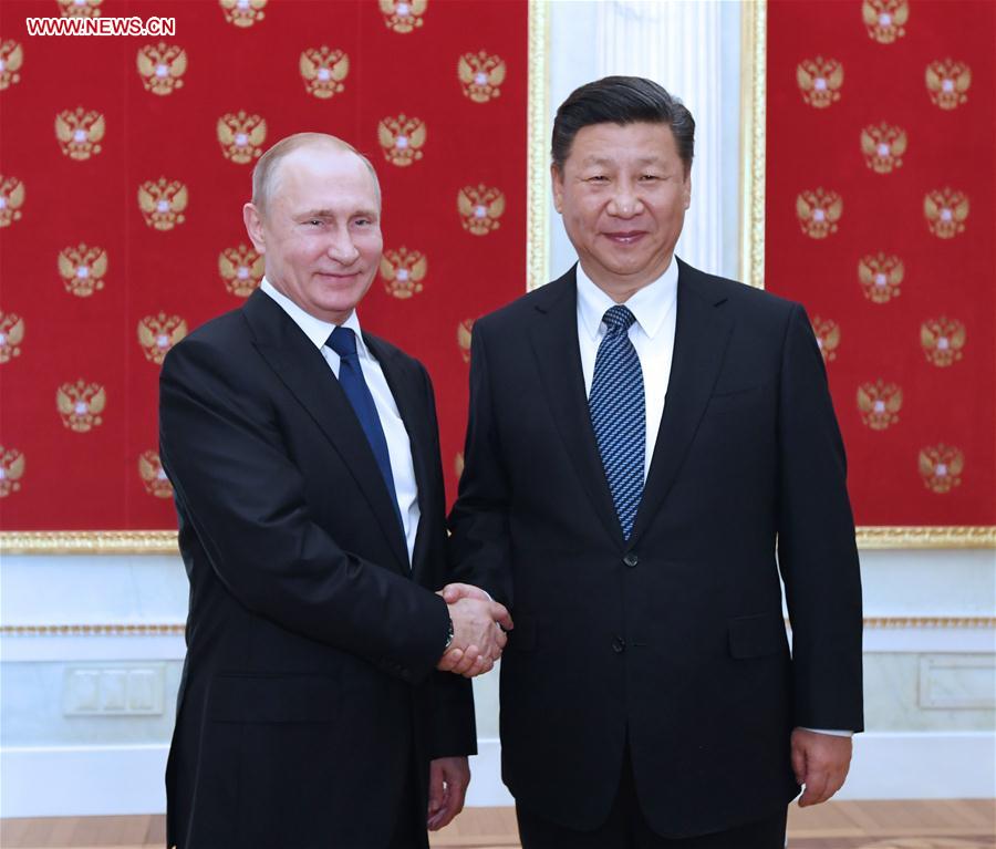 Chinese President Xi Jinping (R) meets with his Russian counterpart Vladimir Putin at the Kremlin in Moscow, capital of Russia, July 3, 2017. [Photo: Xinhua/Rao Aimin]