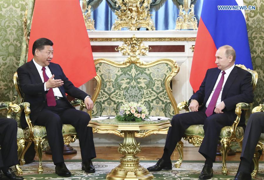 Chinese President Xi Jinping holds talks with his Russian counterpart Vladimir Putin at the Kremlin in Moscow, Russia, July 4, 2017.[Photo: Xinhua]