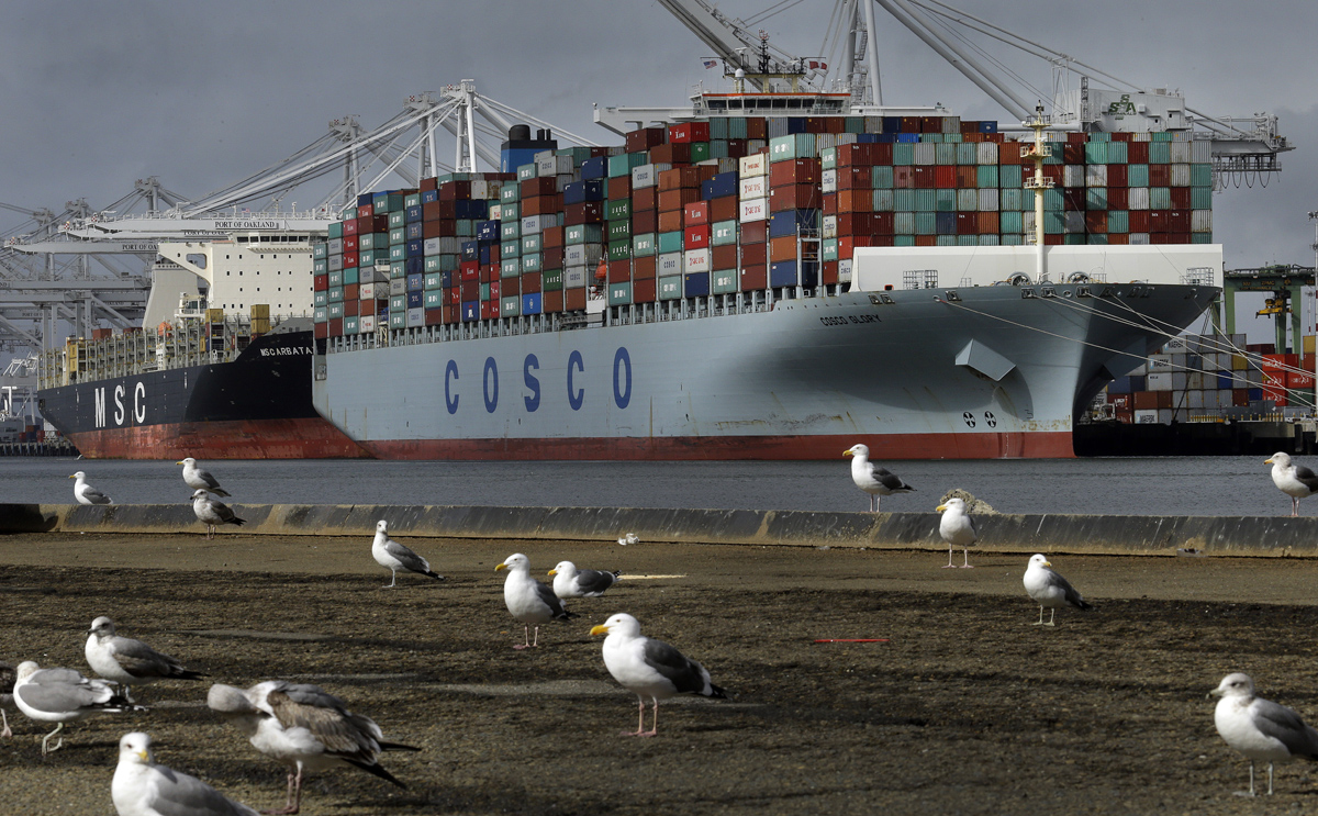 File photo of the Chinese container ship Cosco Glory.[Photo:AP/Ben Margot] 