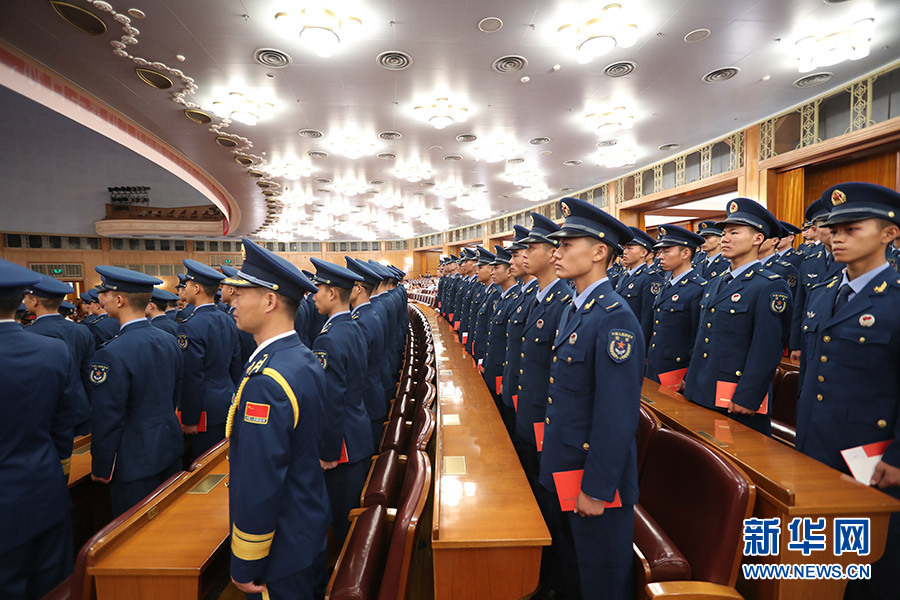 A grand gathering in celebration of the 90th birthday of the Chinese People's Liberation Army (PLA) is held at the Great Hall of the People in Beijing on Tuesday, August 1, 2017. [Photo: China Plus]