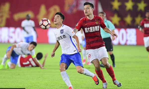 Guangzhou Evergrande defeats Tianjin Elion 3-0 at home in the 20th round of 2017 Chinese Super League (CSL) on August 5, 2017. [Photo: Imagine China]