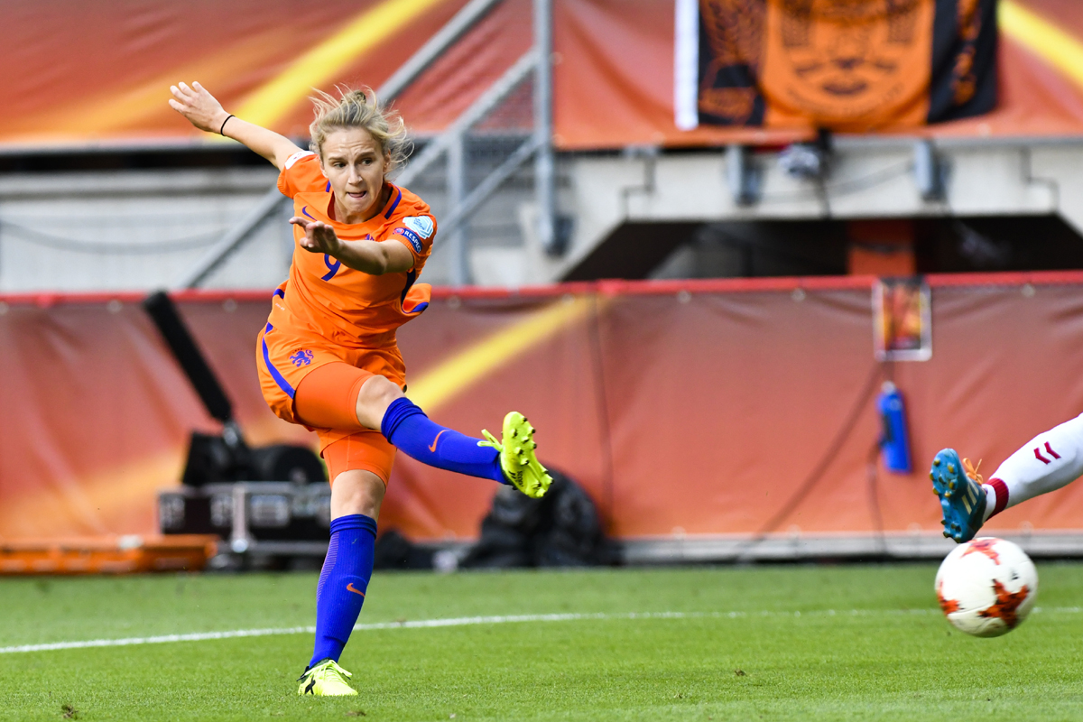 Vivianne Miedema of the Netherlands scores her side's fourth goal during the Women's Euro 2017 final soccer match between Netherlands and Denmark in Enschede, the Netherlands, Sunday, Aug. 6, 2017. [Photo: AP]
