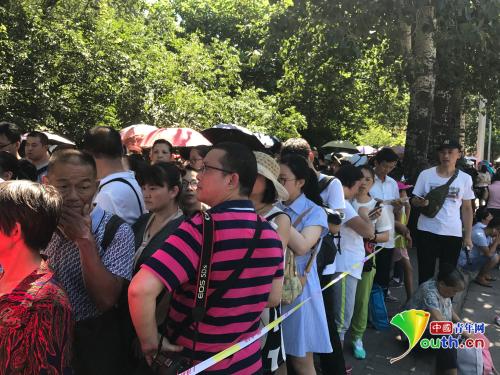 Visitors wait for three hours or more to visit Tsinghua University. [Photo: Youth.cn]