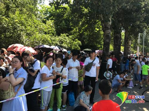 Crowds of people waiting to visit of Tsinghua University [Photo: Youth.cn]
