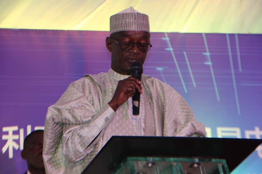 Yakubu Ibn Muhammad, General manager of Nigeria state television, speaks at the launch ceremony of a pilot satellite TV project held in Hulumi village in the suburbs of Abuja, the capital of Nigeria, on August 10, 2017. [Photo: China Plus]